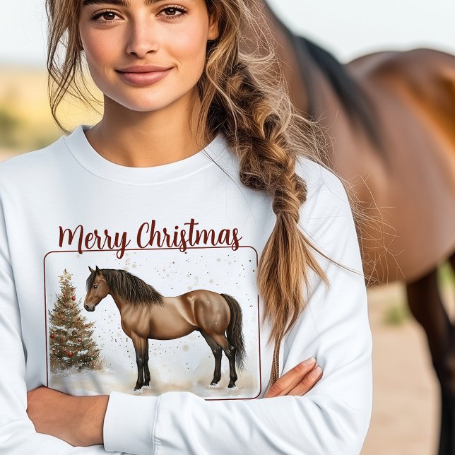 Sweatshirt Paso Fino Cheval Joyeux Noël Aquarelle (Paso Fino Horse Merry Christmas Watercolor Sweatshirt)