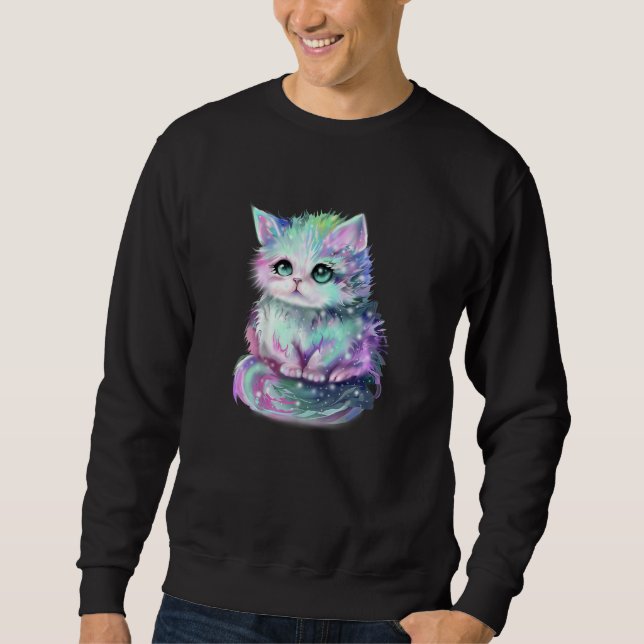 Sweatshirt Pastel Cat Galaxy Cute Kitten colorful kitty cat (Devant)