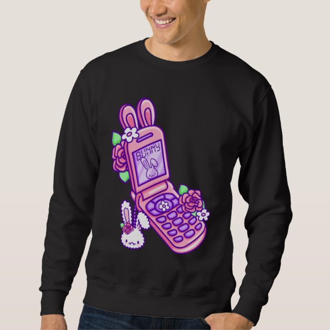 Sweatshirt Pastel Goth Flip Phone Vampire Bunny Y2K Aesthetic (Devant)