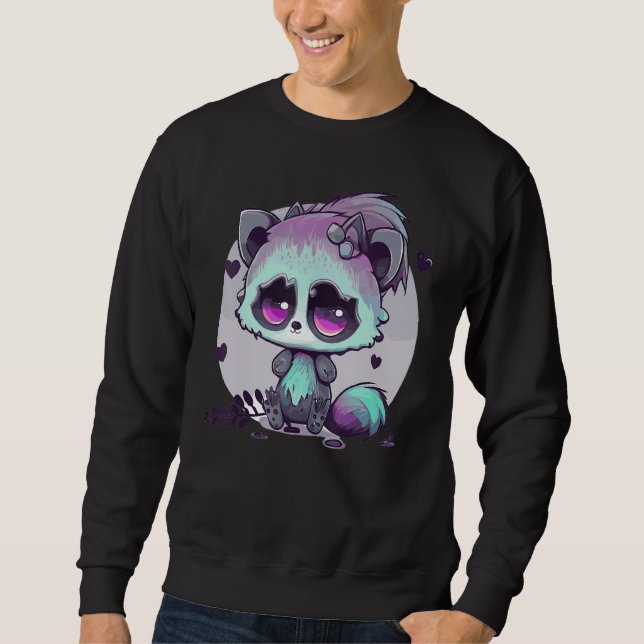 Sweatshirt Pastel Goth Raccoon Creepy Cute Menhera Gothic (Devant)