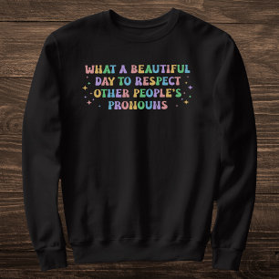 Sweatshirt Pastel Rainbow Pronoun Respect