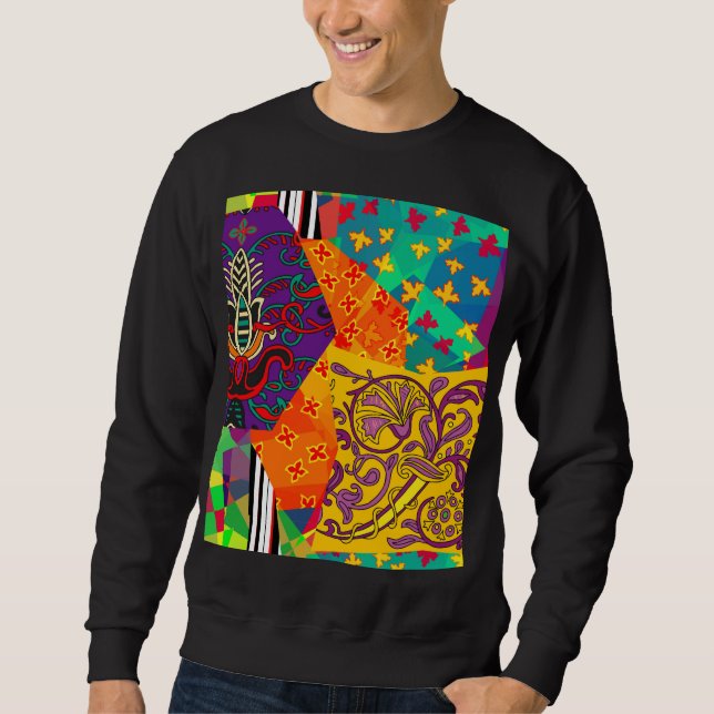 Sweatshirt Patchwork indien turc festier Mandala (Devant)