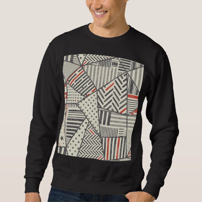 Sweatshirt Patchwork rétro : Conception géométrique Abstraite (Devant)