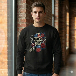Sweatshirt Patriot Skull Coffee & Cigarette USA Flag Shirt