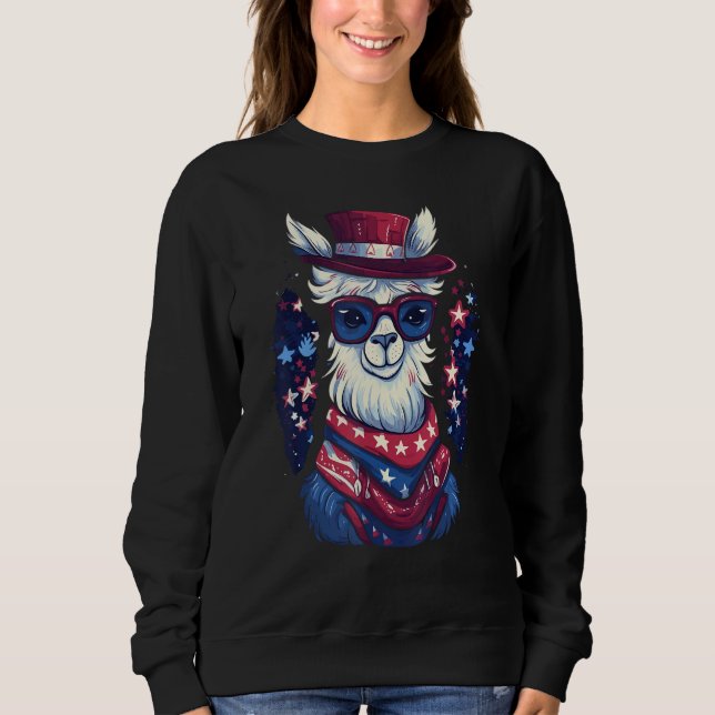 Sweatshirt Patriotic Llama 4th Of July (Devant)