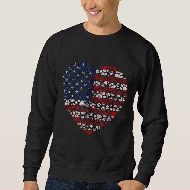 Sweatshirt Patriotic Love Heart American Flag Graphic Quatriè (Devant)