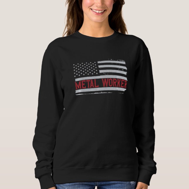 Sweatshirt Patriotic Metal Worker USA Drapeau Mécanique Techn (Devant)