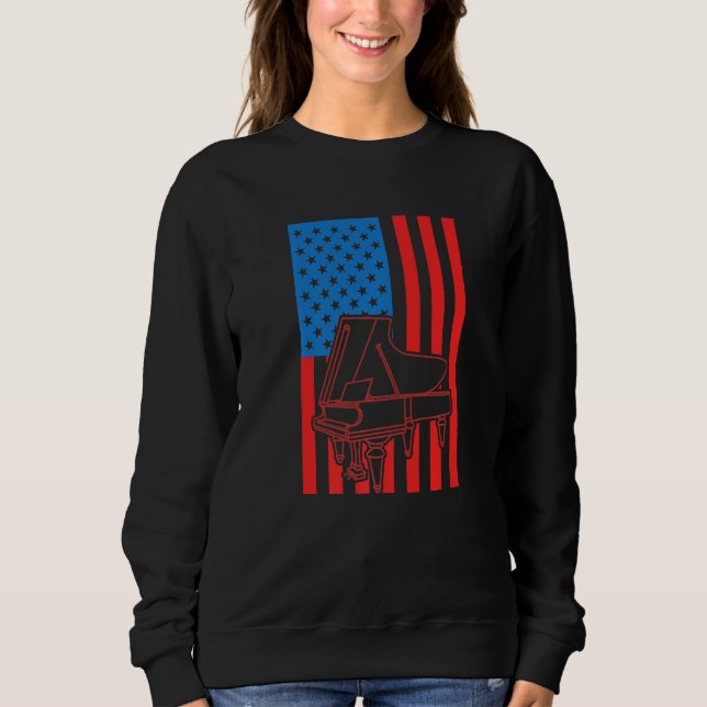 Sweatshirt Patriotic Pianist US Flag Piano Premium (Devant)
