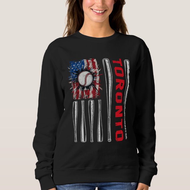 Sweatshirt Patriotic Toronto Softball US American Flag Baseba (Devant)