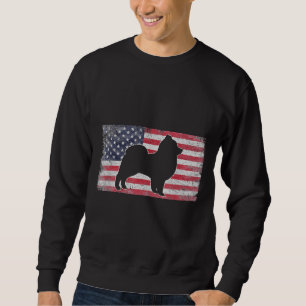 Sweatshirt Patriotique Poméranienne Américaine Drapeau Chien
