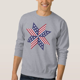 Sweatshirt Patriotique Rouge Bleu Bleu Natif Étoiles Grandes