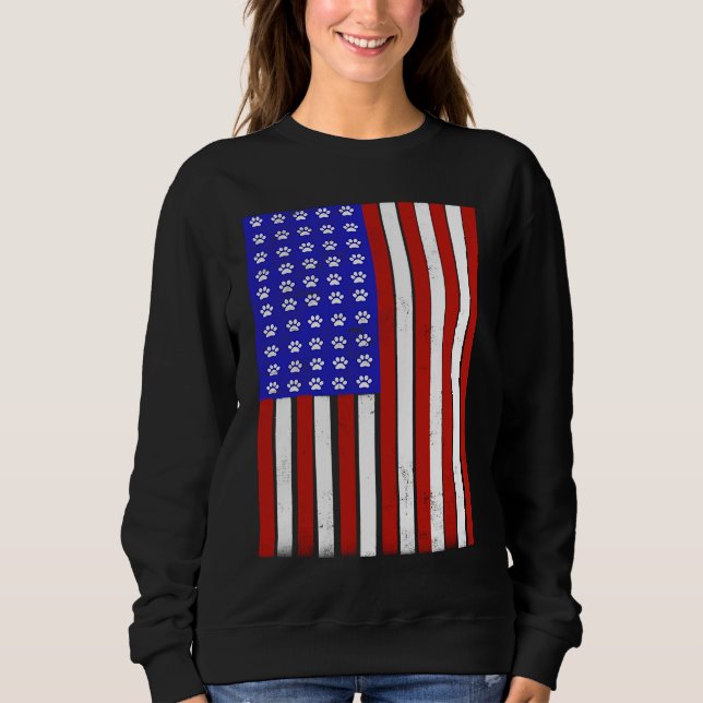 Sweatshirt Paw Print American Flag (Devant)