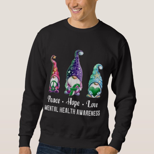 Sweatshirt Peace Hope Love Gnomes Sensibilisation à la santé  (Devant)