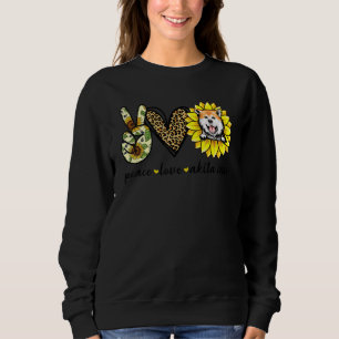 Sweatshirt Peace Love Akita Inu Chien Tournesol