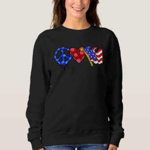 Sweatshirt Peace Love America 4 juillet Independence Day Us