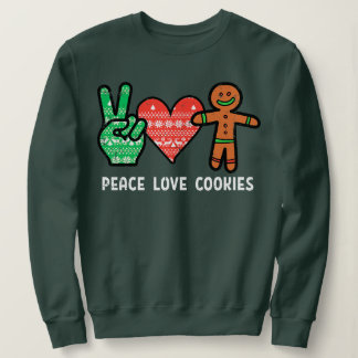 Sweatshirt Peace Love And Cookies Père Noël Gingerbread Cooki