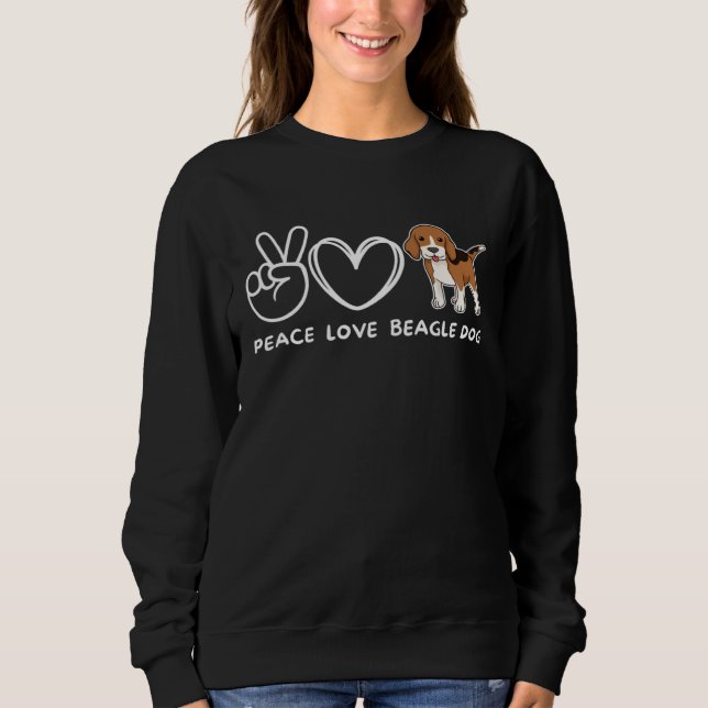 Sweatshirt Peace Love Beagle Dog Retro Beagle Dog (Devant)