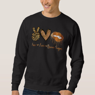 Sweatshirt Peace Love Brown Sugar Leopard Hand Heart And Lips