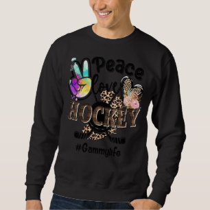 Sweatshirt Peace Love Hockey Gammy Life Maman Grand-mère Leop
