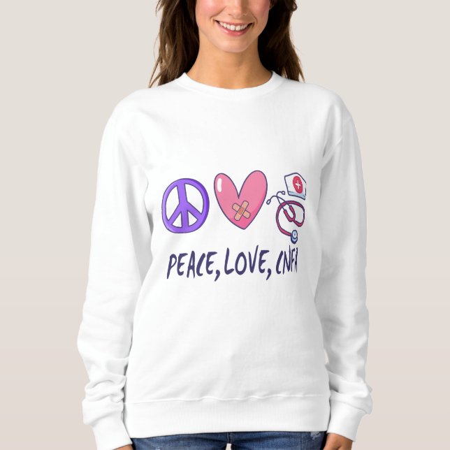 Sweatshirt Peace Love Infirmière de la CNFA (Devant)