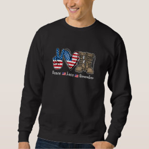 Sweatshirt Peace Love Souvenez-vous des bottes de combat Usa