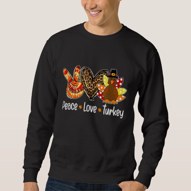 Sweatshirt Peace Love Turquie Citrouille Gobble Turquie Thank (Devant)