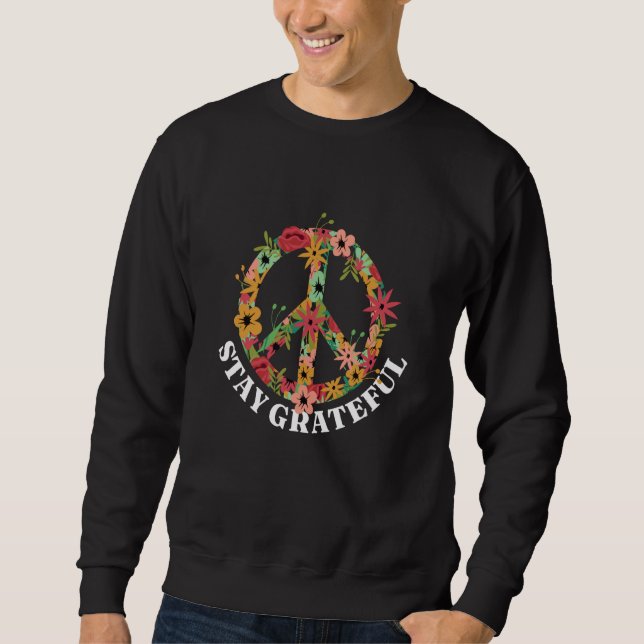 Sweatshirt Peace sign Love Hippie Peace Freedom Bliss Flowers (Devant)