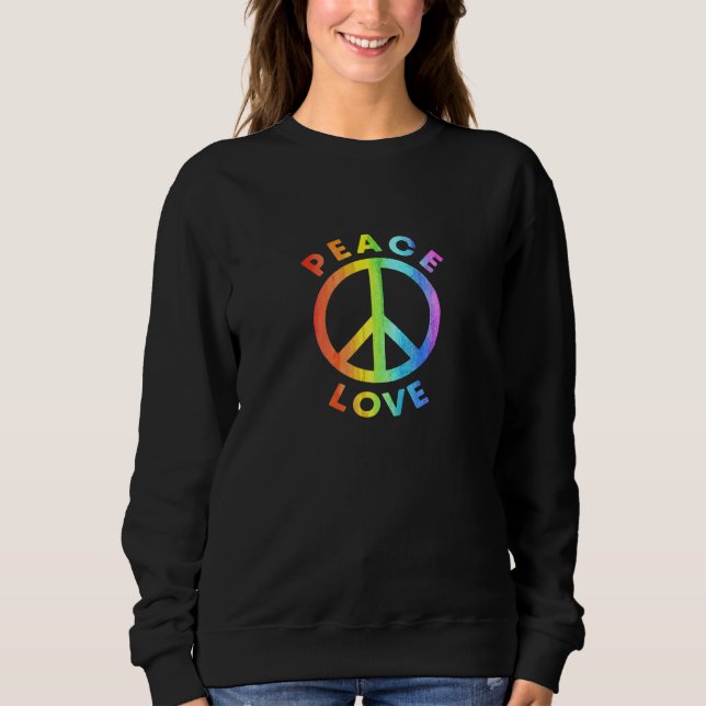 Sweatshirt Peace Sign Love Rainbow 60s les années 70 Hippie F (Devant)