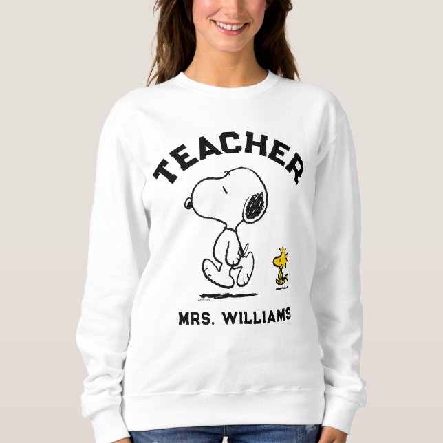 Sweatshirt Peanuts Est. 1950 | Snoopy & Woodstock Teacher (Devant)