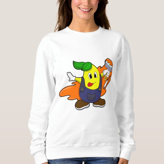 Sweatshirt Pear as Painer with Paint brush (Devant)