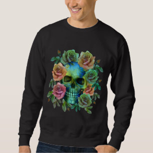 SWEATSHIRT PEAU VERT MORT AVEC FLEURS