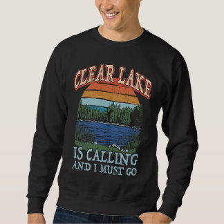 Sweatshirt Pêche Bateau Camping Retro Lake Vacation Clear