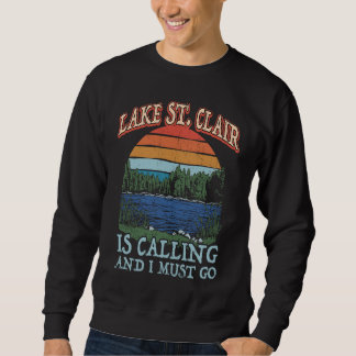 Sweatshirt Pêche Bateau Camping Retro Lake Vacation Lake S