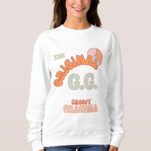 Sweatshirt Pêche Super de grand-mère rétro & Aqua (Devant)