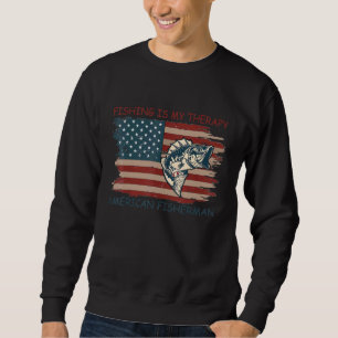 Sweatshirt Pêche US Drapeau Américain Basse Poisson Pêcheur 4