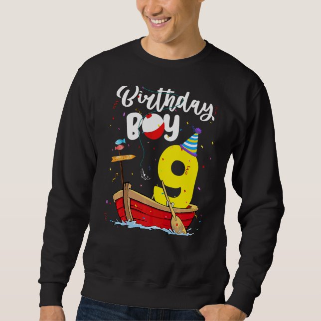 Sweatshirt Pêcheur 9e anniversaire Garçon Pêche 9 ans Eux (Devant)