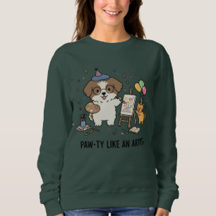 Sweatshirt Peintre Chien Bichon Beagle Joueur avec Art de Cha
