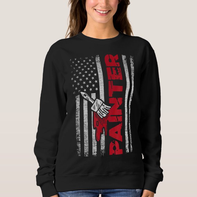 Sweatshirt Peintre Usa Drapeau Maison Décorateur Peinture W (Devant)