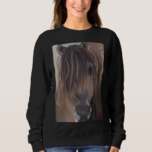 Sweatshirt Peinture moderne d'un cheval Brown