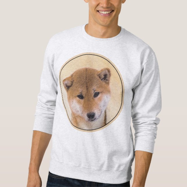 Sweatshirt Peinture Shiba Inu (Rouge) - Art Chien original (Devant)