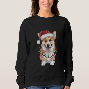 Sweatshirt Pembroke Welsh Corgi Père Noël Lumières des arbres