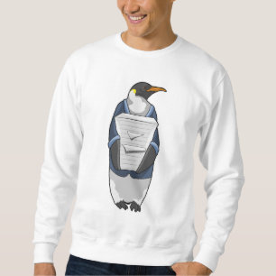 Sweatshirt Penguin comme secrétaire avec pile de papier