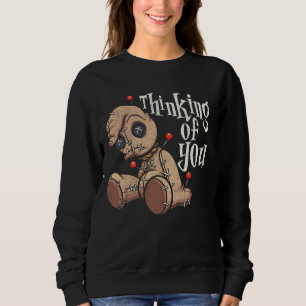 Sweatshirt Penser À Vous Poupée Voodoo Avec Pins Drôle Hallow