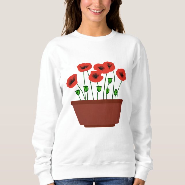 Sweatshirt Pépites rouges dans un planteur en terre cuite (Devant)