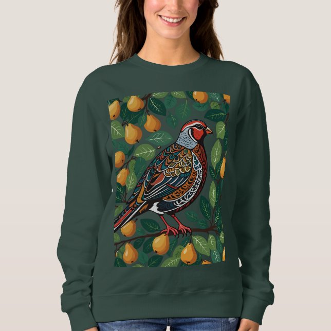 Sweatshirt Perdrix Dans Un Arbre À Poires Découpe Style 2 (Devant)