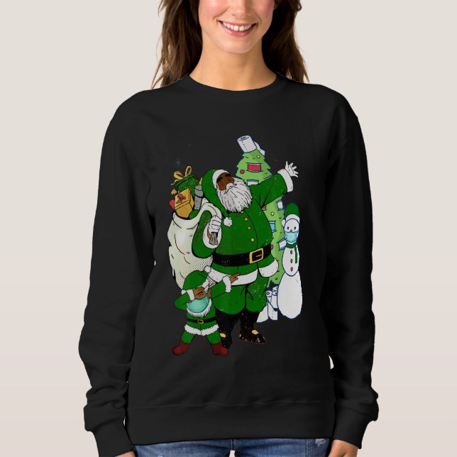 Sweatshirt Père Noël Afro-Américaine Avec Masque Noël Christ (Devant)