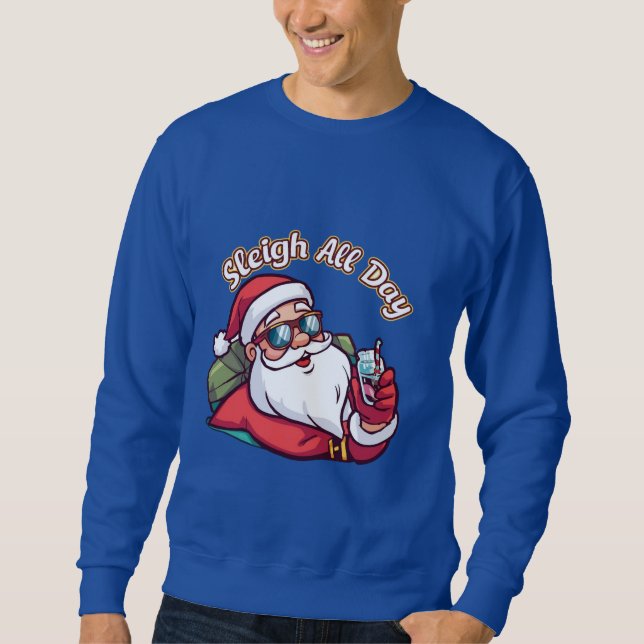 Sweatshirt Père Noël cool avec lunettes de soleil – “Sleigh A (Devant)