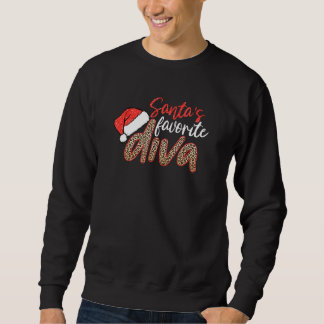 Sweatshirt Père Noël Favori Diva Leopard Noël Joyeux Noël Joy