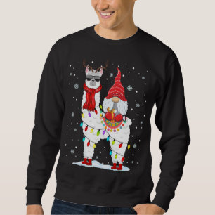 Sweatshirt Père Noël Gnomes Riding Llama Reindeer Noël Lumièr