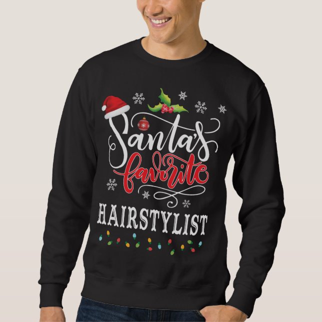 Sweatshirt Père Noël Hairstyliste favori Santa Hat Noël L (Devant)